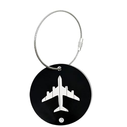 Reisenname Tags - Runde Kofferkennung, Flugzeugdesign -Etikett | Metal -Doppel -Side -Gepäckschild Für Reisetaschen, Rucksack, Check -Hülle, Flugausrüstung, Einfache Feiertagszubehör von Nixiara
