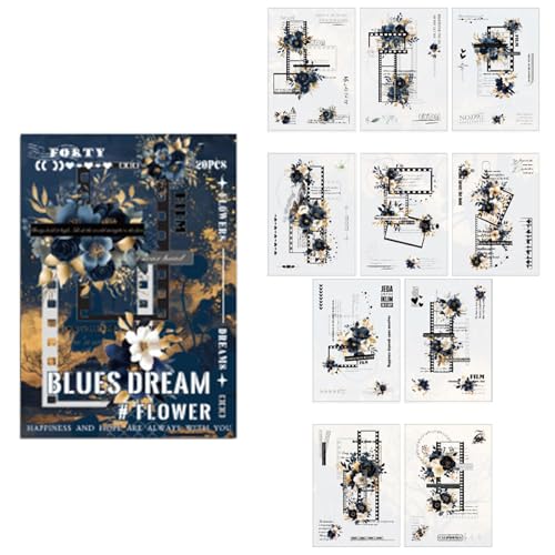 Stickerbuch für Erwachsene – Stickerbuch Blume | Journalisierung der Stickerbücher | 20 Blatt Vintage Collagebuch, Scrapbooking-Zubehör, Verschönerung von Nixiara