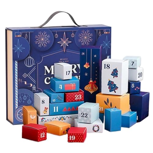 Weihnachts-Countdown-Kalenderboxen – Set mit Urlaubsschachteln, 24-Tage-Countdown-Würfeln | Wiederverwendbares Snack-Tablett, Geschenkaufbewahrungsbox, Dekobox von Nixiara
