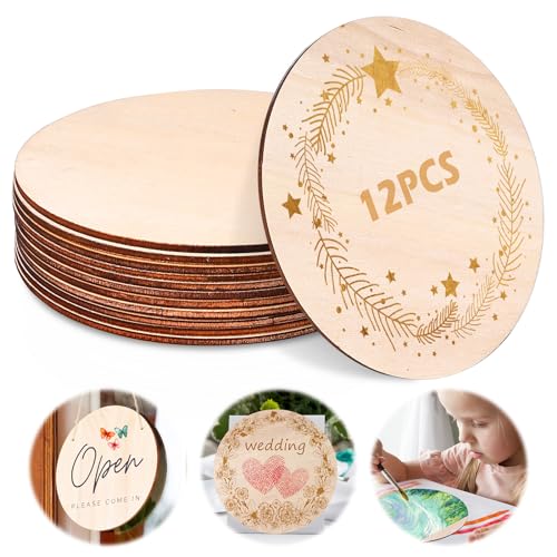 Nizirioo 12 Stück Runde Holzscheiben 20cm Durchmesser Holzscheiben Naturholzscheiben 2,5mm Dick Unbehandelte Holz Holzplatten Zum Basteln Für Weihnachten Diy-Projekte Handwerk Kinder Geschenkanhänger von Nizirioo