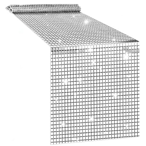 Nizirioo Disco Party Tischläufer Glitter: 30 x 275 cm Silber Disco Tischdecke, Paillette Tischläufer für Retro Party Dekorationen Hochzeit Geburtstag von Nizirioo