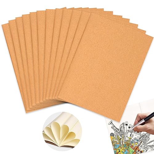 Nizirioo 12 Stück Notizbuch, Notizbücher A4, Notebook Klein Skizzenbücher Blanko Notizheft Skizzenblock 60 Seiten/ 30 Blatt Mit Kraftpapier-Einband Notizblöcke Reisetagebuch Memo Für Schule Büro von Nizirioo