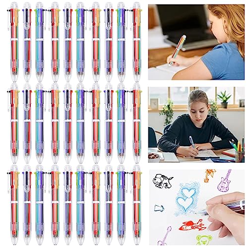 Nizirioo 30 Stück Mehrfarbige Retractable Kugelschreiber 6In1 Multicolor Stifte Kugelschreiber, 0.7 mm Mehrfarbige Tintenstifte für Büro Zeichnen Und Schreiben für Büro Schulbedarf Studenten Kinder von Nizirioo