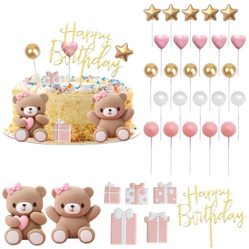 Nizirioo 33 Stück Tortendeko Mädchen: Kuchen BraunBär Deko, Tortendeko Kugeln, Rosa Weiß Gold Kuchen Schaumkugeln, Geschenkboxen, Happy Birthday Tortendeko, KuchenDeko für Mädchen Babyparty Geburtstag Nizirioo 33 Stück Tortendeko Mädchen: Kuchen BraunBär Deko, Tortendeko Kugeln, Rosa Weiß Gold Kuchen Schaumkugeln, Geschenkboxen, Happy Birthday Tortendeko, KuchenDeko für Mädchen Babyparty Geburtstag von Nizirioo