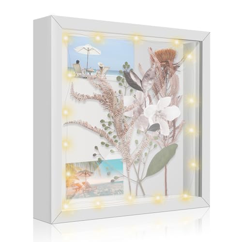 Nizirioo 3D Bilderrahmen zum Befüllen: Bilderrahmen 3D mit 3m Licht, Bilderrahmen 20.3*20.3cm für Objekt Bis 3cm für Blumen,DIY Erinnerungsstücke Hochzeitsgeschenke für Brautpaar Bilderrahmen Holz Nizirioo 3D Bilderrahmen zum Befüllen: Bilderrahmen 3D mit 3m Licht, Bilderrahmen 20.3*20.3cm für Objekt Bis 3cm für Blumen,DIY Erinnerungsstücke Hochzeitsgeschenke für Brautpaar Bilderrahmen Holz von Nizirioo