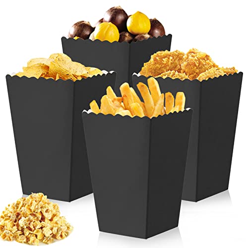 Nizirioo 50 Stück Popcorn Tüten, Popcorn Box, Candy Container, Schwarze Popcorn Boxen Papiertüten Party Snacks Boxen Für Leckereien Süßigkeiten Geburtstagsfeiern Filmabend Weihnachten von Nizirioo