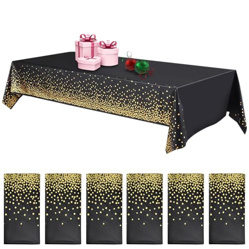 Nizirioo 6 Stück Einweg-Tischdecke, Wasserdicht Tischdecke, Papiertischdecke Rolle, Party Dot Tischdecke, Rechteckig Tischtuch Geeignet für Geburtstagdeko, Hochzeit, 137x274cm (Schwarz) von Nizirioo