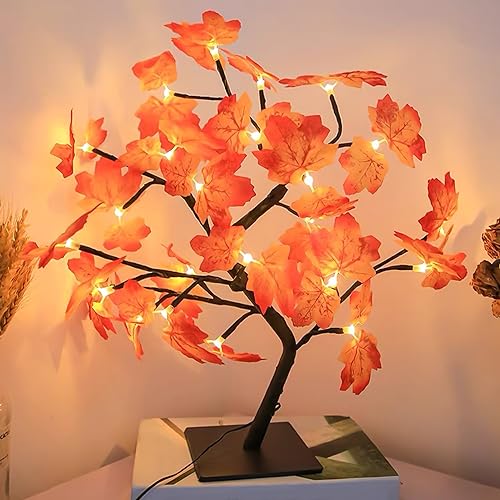 Nizirioo Herbstdeko Ahornblatt Baum Licht: Deko innen Baum Licht mit 24 LEDs, Schreibtisch Ahorn-Blätter Baumlicht Warmweiß mit USB-Schalter, Dekoration Blätter Lichterketten für Thanksgiving Nizirioo Herbstdeko Ahornblatt Baum Licht: Deko innen Baum Licht mit 24 LEDs, Schreibtisch Ahorn-Blätter Baumlicht Warmweiß mit USB-Schalter, Dekoration Blätter Lichterketten für Thanksgiving von Nizirioo