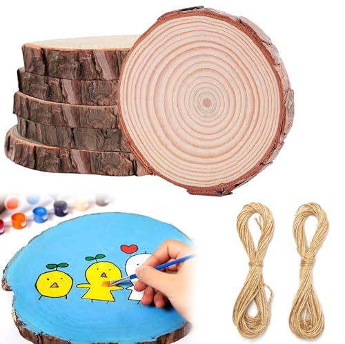Nizirioo Holzscheiben 6 Stücke Baumscheiben: Holzscheiben 15-16 cm mit Bindfaden, Ungebohrte Baumscheibe 15mm Dicke, Unbehandelte Baumstamm Scheiben-Holzscheiben zum Basteln für DIY/Basteln/Hochzeit Nizirioo Holzscheiben 6 Stücke Baumscheiben: Holzscheiben 15-16 cm mit Bindfaden, Ungebohrte Baumscheibe 15mm Dicke, Unbehandelte Baumstamm Scheiben-Holzscheiben zum Basteln für DIY/Basteln/Hochzeit von Nizirioo