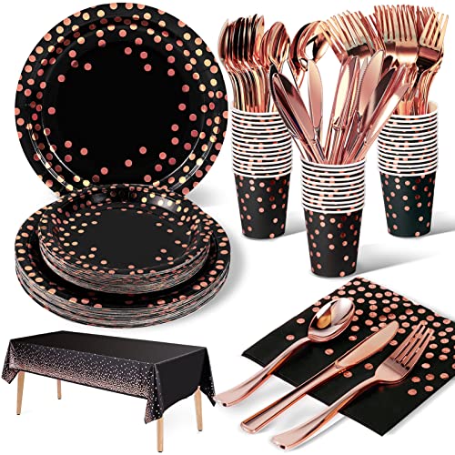 141Stück Schwarzgold Partygeschirr,Partyzubehör Pappteller Set,Wiederverwendbar Papier Geschirr Set einschließlich Tischdecke Teller Becher Servietten zum Geburtstag,Hochzeiten,Jubiläums(20 Gäste) 141Stück Schwarzgold Partygeschirr,Partyzubehör Pappteller Set,Wiederverwendbar Papier Geschirr Set einschließlich Tischdecke Teller Becher Servietten zum Geburtstag,Hochzeiten,Jubiläums(20 Gäste) von Nkaiso