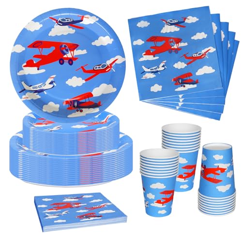 Nkaiso Flugzeuge Partygeschirr Set 96 Stück Kindergeburtstag Mädchen Party Deko Pappteller Tassen Servietten für Party Geburtstag Deko Babyparty Geburtstagdeko- 24 Gäste Nkaiso Flugzeuge Partygeschirr Set 96 Stück Kindergeburtstag Mädchen Party Deko Pappteller Tassen Servietten für Party Geburtstag Deko Babyparty Geburtstagdeko- 24 Gäste von Nkaiso