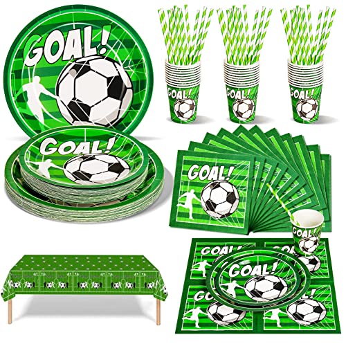 Nkaiso Fussball Geburtstag Deko Neutral Partygeschirr Set für 25 Personen, 126 Stück Grün Papier Teller Becher Servietten Strohhalme für Baby Shower Geburtstag Mädchen Junge Mottoparty Nkaiso Fussball Geburtstag Deko Neutral Partygeschirr Set für 25 Personen, 126 Stück Grün Papier Teller Becher Servietten Strohhalme für Baby Shower Geburtstag Mädchen Junge Mottoparty von Nkaiso