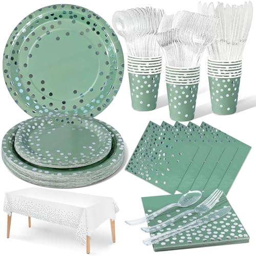 Nkaiso Partygeschirr 141 Stück Grasgrün und Silber Partyzubehör Pappteller Kindergeburtstag Set Mädchen Party Papier Geschirr Set einschließlich Becher Servietten -20 Gäste Nkaiso Partygeschirr 141 Stück Grasgrün und Silber Partyzubehör Pappteller Kindergeburtstag Set Mädchen Party Papier Geschirr Set einschließlich Becher Servietten -20 Gäste von Nkaiso