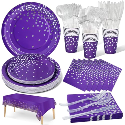 Nkaiso Partygeschirr 141 Stück Lila und Silber Partyzubehör Pappteller Kindergeburtstag Set Mädchen Party Papier Geschirr Set einschließlich Becher Servietten Wiederverwendbar geschirr -20 Gäste Nkaiso Partygeschirr 141 Stück Lila und Silber Partyzubehör Pappteller Kindergeburtstag Set Mädchen Party Papier Geschirr Set einschließlich Becher Servietten Wiederverwendbar geschirr -20 Gäste von Nkaiso