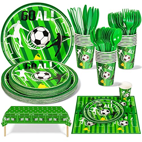 Nkaiso Partygeschirr Kindergeburtstag,141Stück Fussball Deko Geburtstag Pappteller Party Set mit Geschirr, Pappbecher, Servietten für Baby Shower Geburtstag Mädchen Junge Mottoparty-20 Gäste Nkaiso Partygeschirr Kindergeburtstag,141Stück Fussball Deko Geburtstag Pappteller Party Set mit Geschirr, Pappbecher, Servietten für Baby Shower Geburtstag Mädchen Junge Mottoparty-20 Gäste von Nkaiso