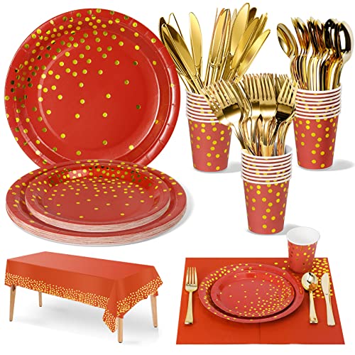 Nkaiso Partygeschirr Kindergeburtstag 141Stück Burgund Gold Partyteller Geburtstag Mädchen Party Papier Geschirr Set Tischdecke Teller Becher Servietten zum Geburtstagsdeko-20 Gäste von Nkaiso