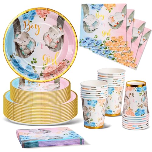 Nkaiso Partygeschirr Set 96 Stück Kleiner Elefant Party Gender Reveal Supplies Party Deko Pappteller Tassen Servietten für Geburtstag Deko Babyparty Deko- 24 Gäste Nkaiso Partygeschirr Set 96 Stück Kleiner Elefant Party Gender Reveal Supplies Party Deko Pappteller Tassen Servietten für Geburtstag Deko Babyparty Deko- 24 Gäste von Nkaiso