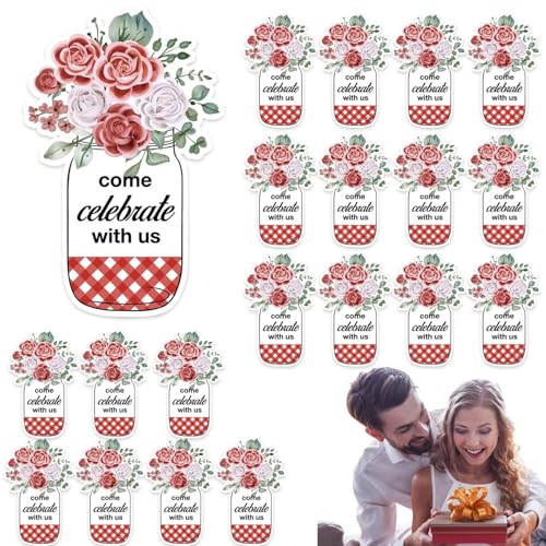Einladungskarten aus Papier, doppelseitig, Einmachglas, Blumenform, Einmachgläser und Blumen, Einladungen und Umschläge für Babyparty, Hochzeit von Nkmujil
