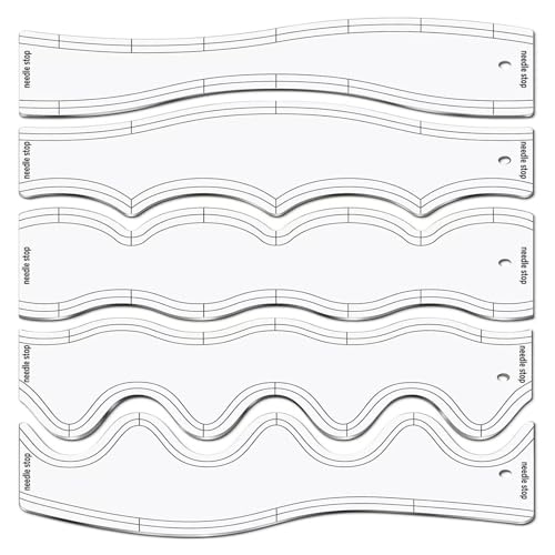 Lineal mit gerader Kante, Wellenkantenlineal, Wellensteppvorlage, präzises Kantensteppen, Quiltwerkzeug-Set, tragbares Werkzeug-Set, Quilt-Vorlage, Handwerk, professionelle Quilt-Werkzeuge Lineal mit gerader Kante, Wellenkantenlineal, Wellensteppvorlage, präzises Kantensteppen, Quiltwerkzeug-Set, tragbares Werkzeug-Set, Quilt-Vorlage, Handwerk, professionelle Quilt-Werkzeuge von Nkmujil
