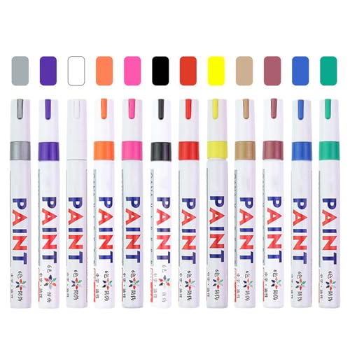 Nkmujil Paint Markers, Permanent Paint Marker Set, 12 x Quick Dry Waterproof Pens, Oil Based Art Tools, Ideal for Rock Painting, Glass, Fabric, Ceramic, Metal, Mug, Stone, 14.3x1.4 cm Nkmujil Paint Markers, Permanent Paint Marker Set, 12 x Quick Dry Waterproof Pens, Oil Based Art Tools, Ideal for Rock Painting, Glass, Fabric, Ceramic, Metal, Mug, Stone, 14.3x1.4 cm von Nkmujil