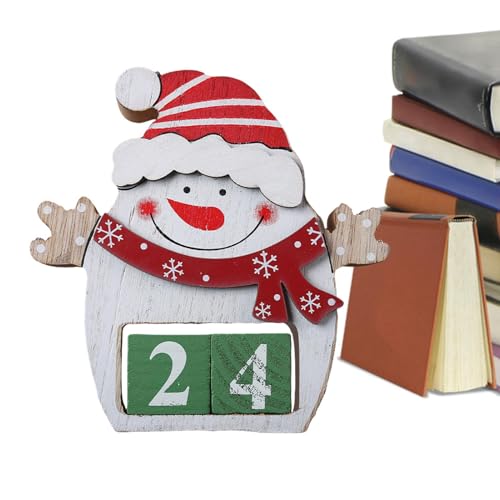 - und Elch-Design, Weihnachten 2024, stabiles Holz, dekorativer Countdown-Kalender für Weihnachten, Event, Heimdekoration, mehrfarbig von Nkmujil