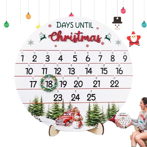 Weihnachts-Countdown-Schild, saisonales Urlaubsschild, Holz, Weihnachts-Countdown-Dekoration, Winterurlaubsszenen-Schild, Weihnachts-Countdown-Dekoration, Advents-Countdown-Schreibtisch- von Nkmujil
