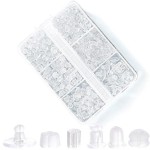 Nkwuire Silikon-Ohrring-Verschlüsse für Ohrstecker, 550 Stück, 6 Stile, transparente, weiche Ohrring-Verschlüsse, hypoallergene Gummi-Kunststoff-Ohrring-Verschlüsse, Kupplungsstopper, Ersatz-Sets für Nkwuire Silikon-Ohrring-Verschlüsse für Ohrstecker, 550 Stück, 6 Stile, transparente, weiche Ohrring-Verschlüsse, hypoallergene Gummi-Kunststoff-Ohrring-Verschlüsse, Kupplungsstopper, Ersatz-Sets für von Nkwuire