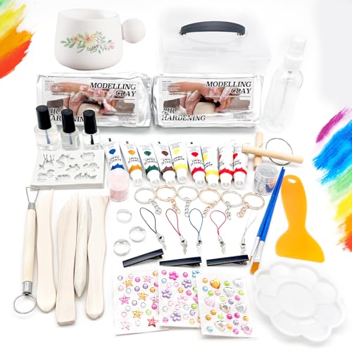 NlsqEU 1KG Töpferset für Zuhause,Töpferset für Kinder,Ton zum Töpfern Lufttrocknend mit 6 Farben und Glanzlack und Acrylfarbe Perfekt für Kreative Geschenk NlsqEU 1KG Töpferset für Zuhause,Töpferset für Kinder,Ton zum Töpfern Lufttrocknend mit 6 Farben und Glanzlack und Acrylfarbe Perfekt für Kreative Geschenk von NlsqEU