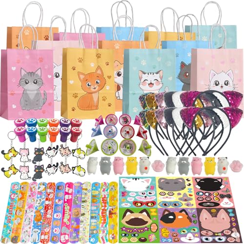 NlsqEU 96Pcs Katzen Party Mitgebsel Katzen Deko Geburtstag Katzen eschenktüten Schlüsselanhänger Spielzeug Stempel Schnapparmband Aufkleber Hair Clips, Katzen Themen Geburtstagsfeier Zubehör NlsqEU 96Pcs Katzen Party Mitgebsel Katzen Deko Geburtstag Katzen eschenktüten Schlüsselanhänger Spielzeug Stempel Schnapparmband Aufkleber Hair Clips, Katzen Themen Geburtstagsfeier Zubehör von NlsqEU