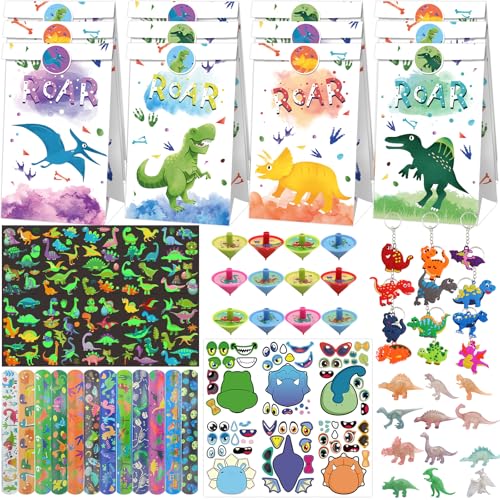 NlsqEU Dino Party Mitgebsel Kindergeburtstag, Dinosaurier Geschenktüten, Tattoos Aufkleber, Schnapparmband, Kreisel, DIY Aufkleber, Modell Spielzeug, Schlüsselanhänger NlsqEU Dino Party Mitgebsel Kindergeburtstag, Dinosaurier Geschenktüten, Tattoos Aufkleber, Schnapparmband, Kreisel, DIY Aufkleber, Modell Spielzeug, Schlüsselanhänger von NlsqEU