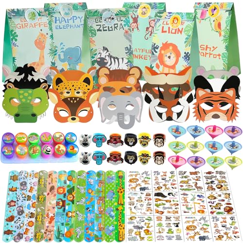 NlsqEU Dschungel Party Mitgebsel Set, Tiere Party Mitgebsel, Dschungel Party Mitgebsel, Tiere Geschenktüten, Kreisel, Ring, Masken, Tattoos Aufkleber, Schnapparmband, Spielzeug Stempel NlsqEU Dschungel Party Mitgebsel Set, Tiere Party Mitgebsel, Dschungel Party Mitgebsel, Tiere Geschenktüten, Kreisel, Ring, Masken, Tattoos Aufkleber, Schnapparmband, Spielzeug Stempel von NlsqEU