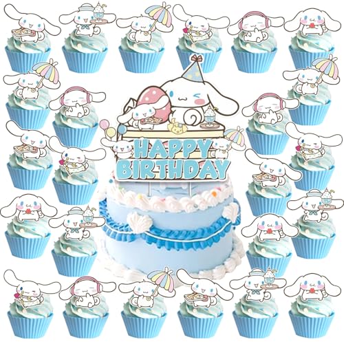 NlsqUK Cinamorol-Kuchenaufsätze, Anime-Thema, Sanrio-Kuchenaufsatz, Cinamorol-Geburtstagsdekorationen, Cupcake-Topper für Kindergeburtstag, Partyzubehör, 25 Stück NlsqUK Cinamorol-Kuchenaufsätze, Anime-Thema, Sanrio-Kuchenaufsatz, Cinamorol-Geburtstagsdekorationen, Cupcake-Topper für Kindergeburtstag, Partyzubehör, 25 Stück von NlsqUK