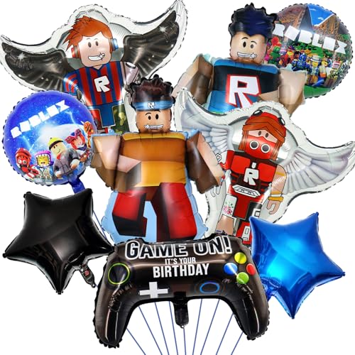 Roblx Luftballons, Roblx Geburtstagsdekorationen, 9 Stück R-oblx Folienballons, B-irthday Party Dekorationen, R-oblx Weihnachten Party Spiel Thema D-ecorations Supplies Geschenk, Happy B-irthday, für von Nlsqw