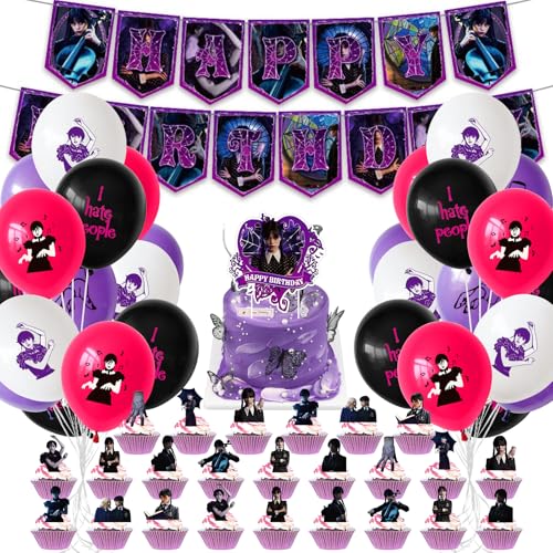 Wednesday Cake Topper, Wednesday Birthday Decorations, Birthday Party Decorations Supplies, Happy Birthday Banner Balloons, Cake decorations for Kids von Nlsqw