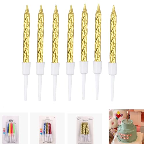 Nnicorns 20 Stück Tortenkerzen, Spiral Kuchen Kerzen, Birthday Candles Mit Haltern, für Kinder & Erwachsene Geburtstag Hochzeit Party Kuchen Dekorationen (Gold) von Nnicorns