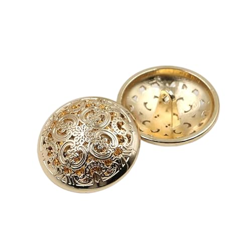 6 hohle Metallknöpfe, 15 mm bis 25 mm (Gold, 25 mm, 6 Stück) von Nnjdtuj