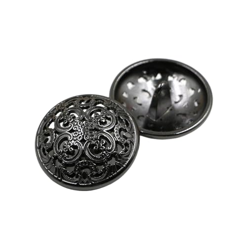 6 hohle Metallknöpfe, 15 mm bis 25 mm (Gun Black, 20 mm, 6 Stück) von Nnjdtuj