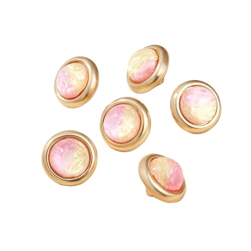 6 runde Metallknöpfe, 11 mm (rosa-gelb, 11 mm, 6 Stück) von Nnjdtuj