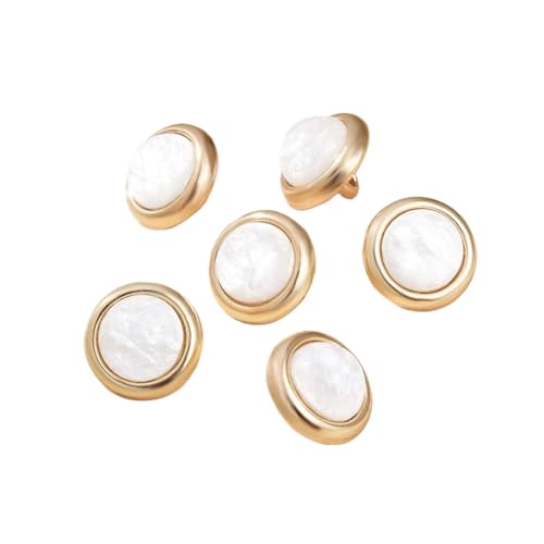 6 runde Metallknöpfe, 11 mm (weiß, 11 mm, 6 Stück) von Nnjdtuj