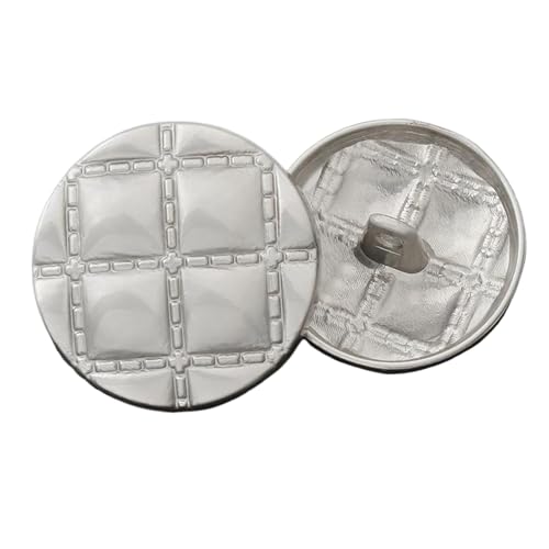 6 runde Metallknöpfe, 15 mm bis 25 mm (Nr. 14 Nebel Silber, 20 mm, 6 Stück) von Nnjdtuj