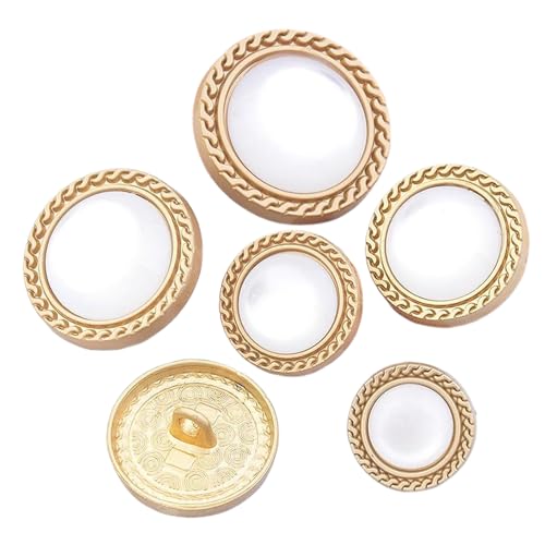 6 runde Metallknöpfe, 15 mm bis 25 mm (weiß, 18 mm, 6 Stück) von Nnjdtuj