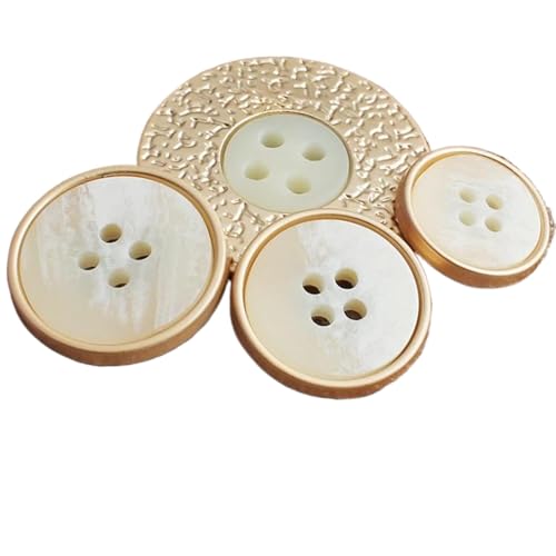 6 runde Metallknöpfe, 15 mm bis 30 mm (Beige, 25 mm, 6 Stück) von Nnjdtuj