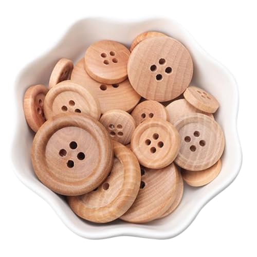 Holzknöpfe, Hemd, Pullover, Strickzubehör, 11 mm - 25 mm (Kaffee, 25 mm, 10 Stück) von Nnjdtuj