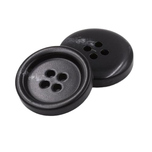 Kunstharzknöpfe mit vier Ösen, 15 mm bis 30 mm (Nr. 3, Schwarz, 25 mm, 6 Stück), 6 Stück von Nnjdtuj