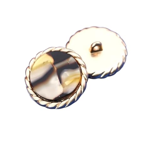 Metallknöpfe, rund, 20 mm, 23 mm, 25 mm, 4 Stück (braunes Gelb-Schwarz, 25 mm) 4 Stück von Nnjdtuj