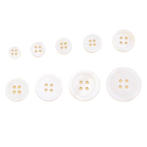 Muschelknöpfe, 8 mm bis 30 mm, Sortiment (2# Weiß, 18 mm, 6 Stück) von Nnjdtuj