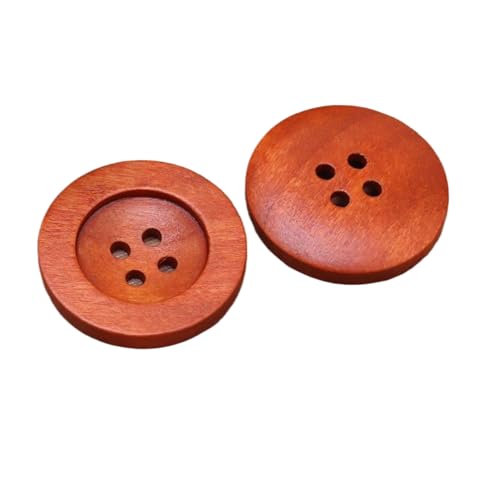 Runde Holzknöpfe, 9 mm bis 38 mm (breite Kante, mittelgroß, Kaffee, 34 mm, 10 Stück), 10 Stück von Nnjdtuj