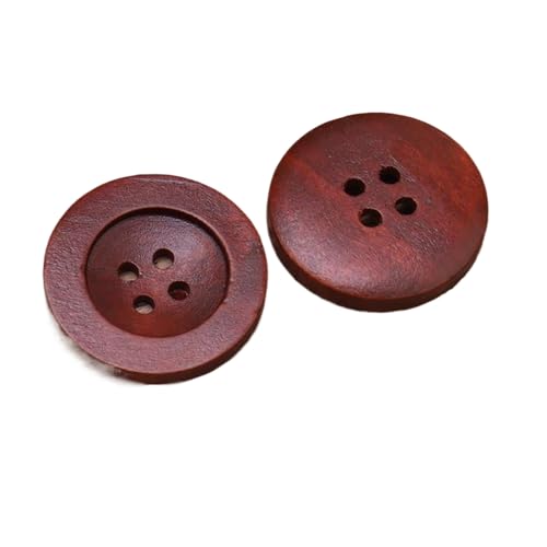 Runde Holzknöpfe, 9 mm bis 38 mm (breiter Rand, roter Kaffee, 10 mm, 10 Stück), 10 Stück von Nnjdtuj