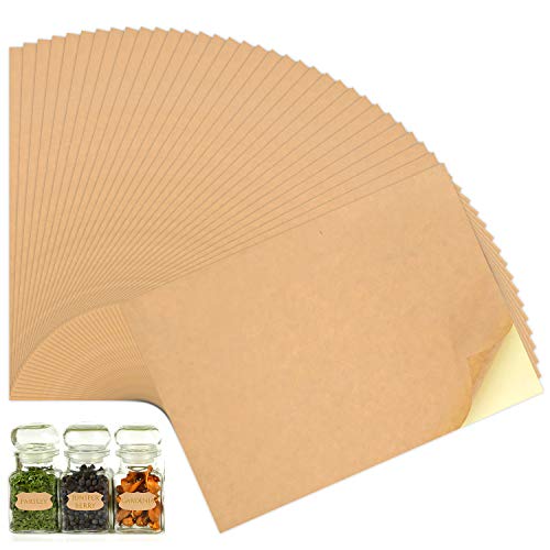 Cisolen 50 Stück Bögen selbstklebendes Kraftpapier Braune Aufkleber Etiketten Papier für Laser Tintenstrahldruck Kopiererdruck von Cisolen