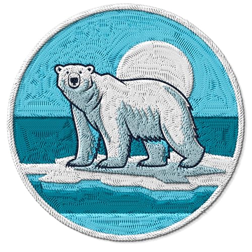Eisbär-Aufnäher, bestickt, zum Aufbügeln, für Kleidung, Rucksäcke, Taschen, Jeans, Jacken, Größe 7,6 cm, ID45095 von No Thorns Media